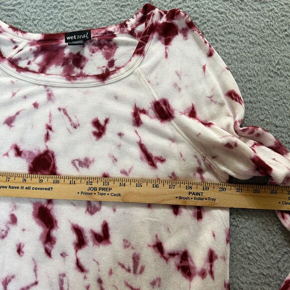 Wet Seal Shirt Womens XL Tie‎ Burgundy Dye Top Long Sleeves Lightweight - Picture 10 of 12